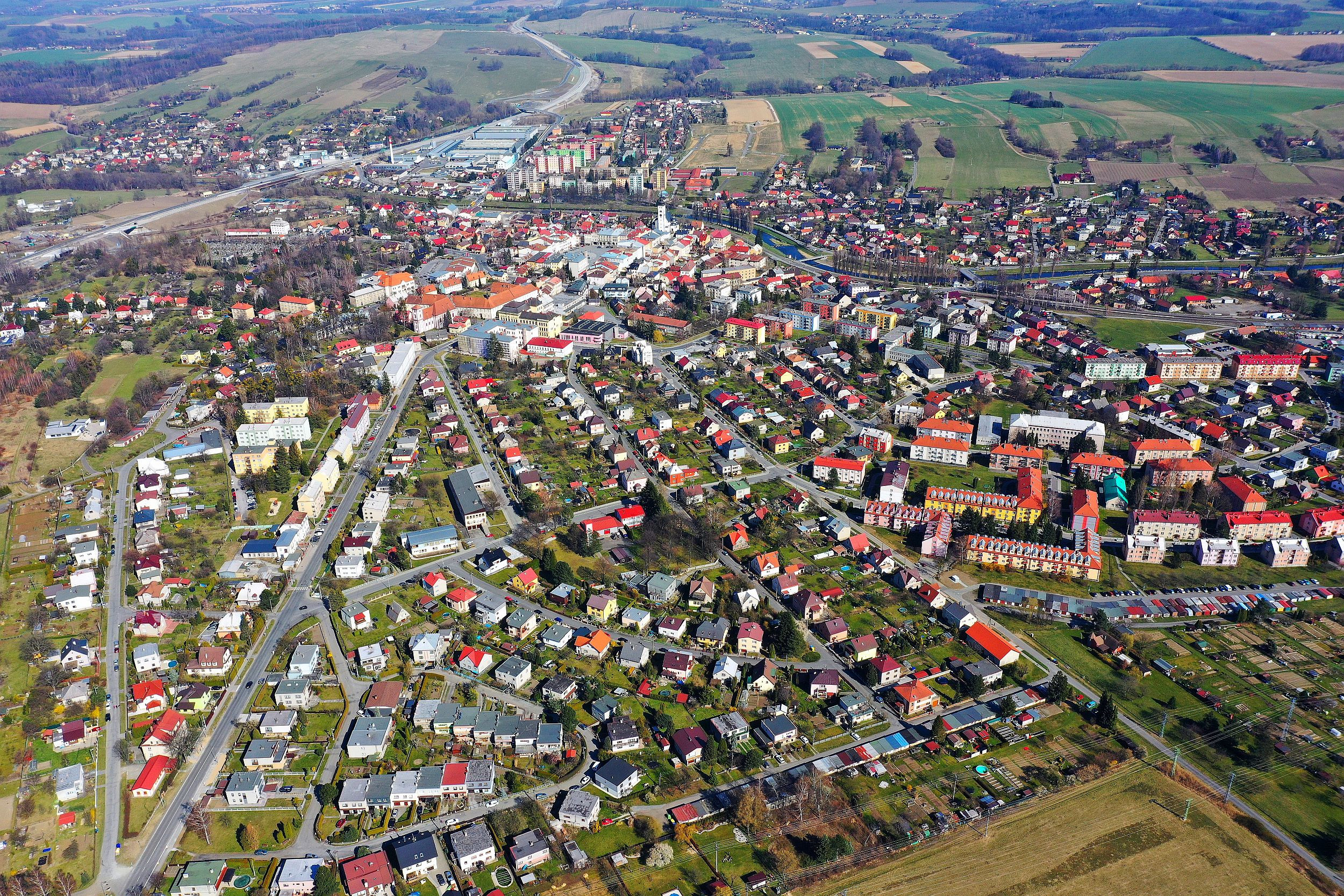 Letecký snímek Příbora