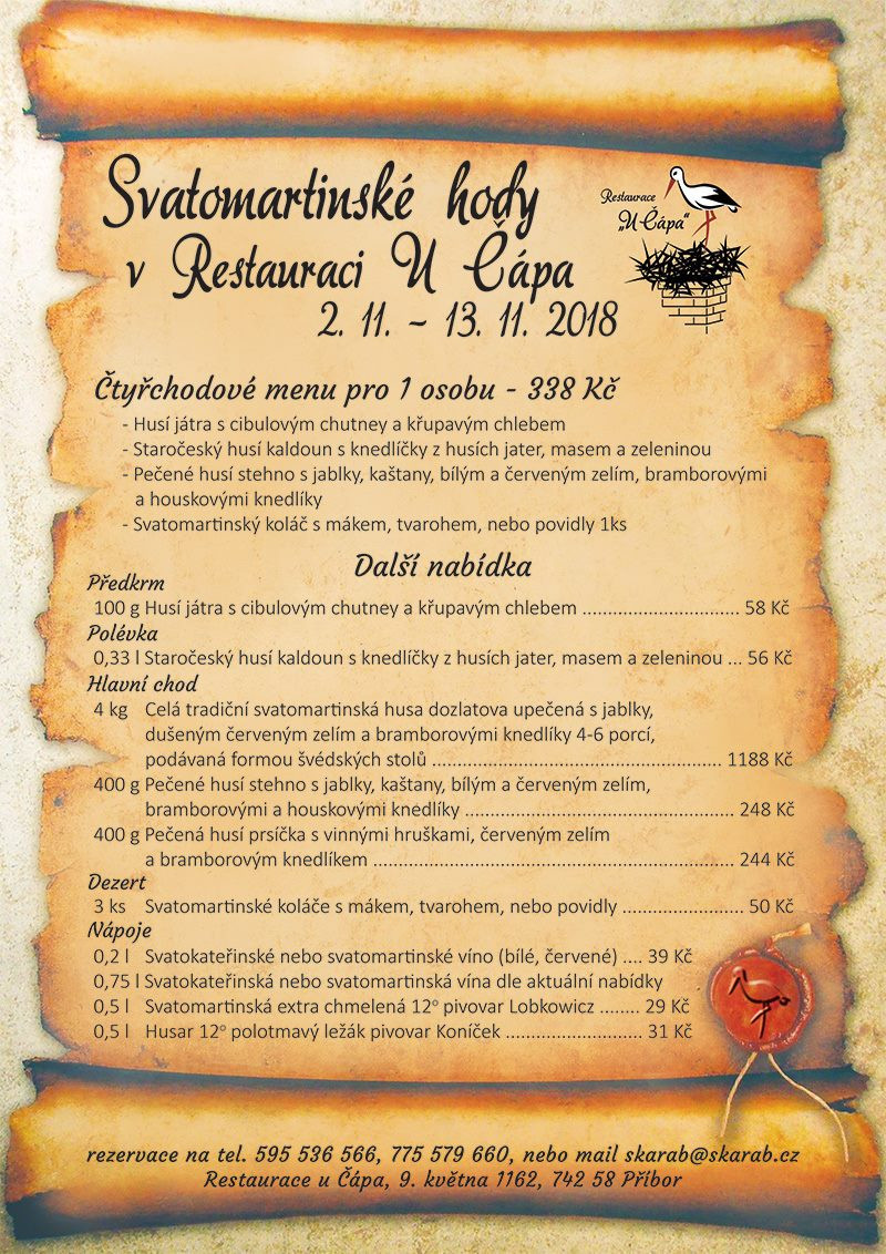 Svatomartinské hody Restaurace U Čápa