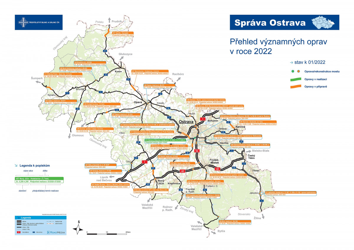 Mapa oprav Správa Ostrava do roku 2022