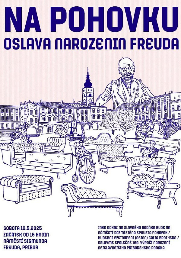 Město Příbor oslaví narozeniny Sigmunda Freuda netradičně – s pohovkami, hudbou a setkáním sousedů