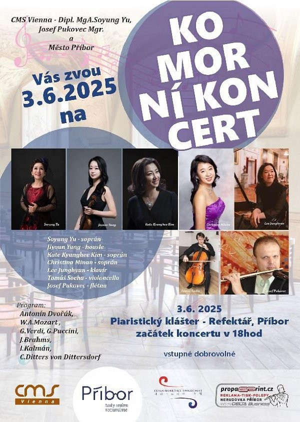 Komorní koncert světové úrovně v Příboře: vystoupí sólisté z Koreje