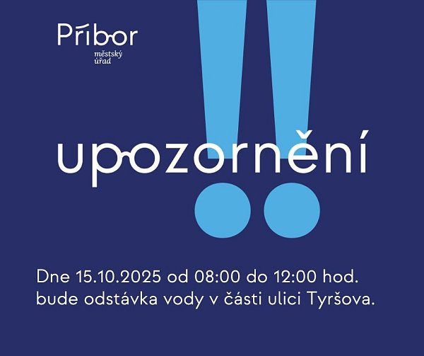 Odstávka pitné vody 15.10.2025 - SMVAK PŘÍBOR