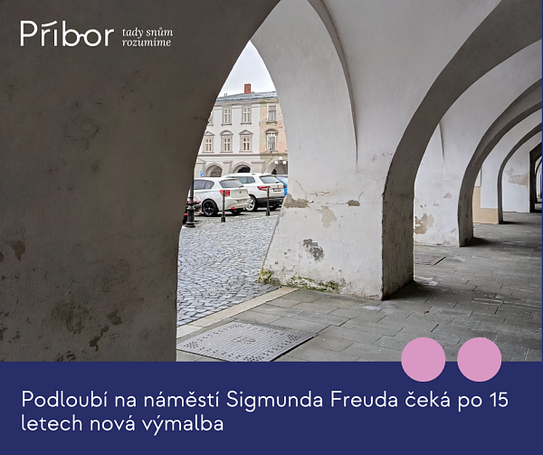 Výmalba podloubí na náměstí Sigmunda Freuda