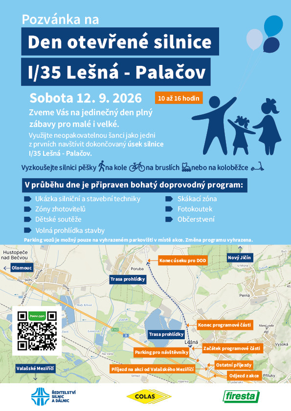 Pozvánka na ukázku Palačovské spojky těsně před jejím zprovozněním