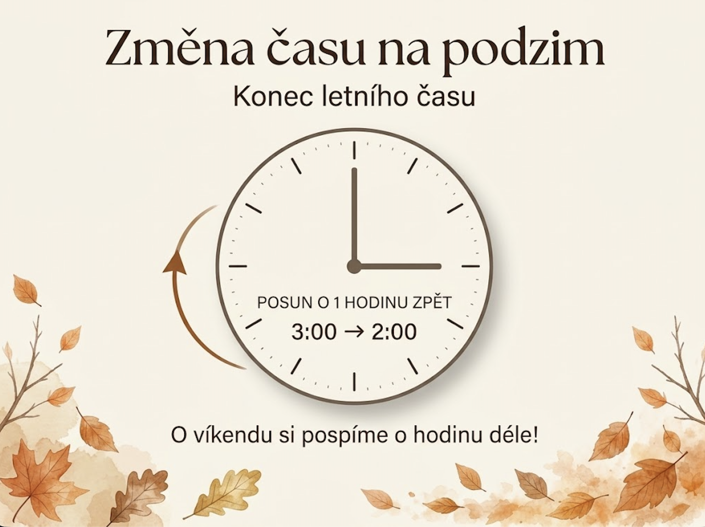 Konec října ve znamení změn: Hodina spánku navíc, zavřené obchody a nečekaně dlouhé volno